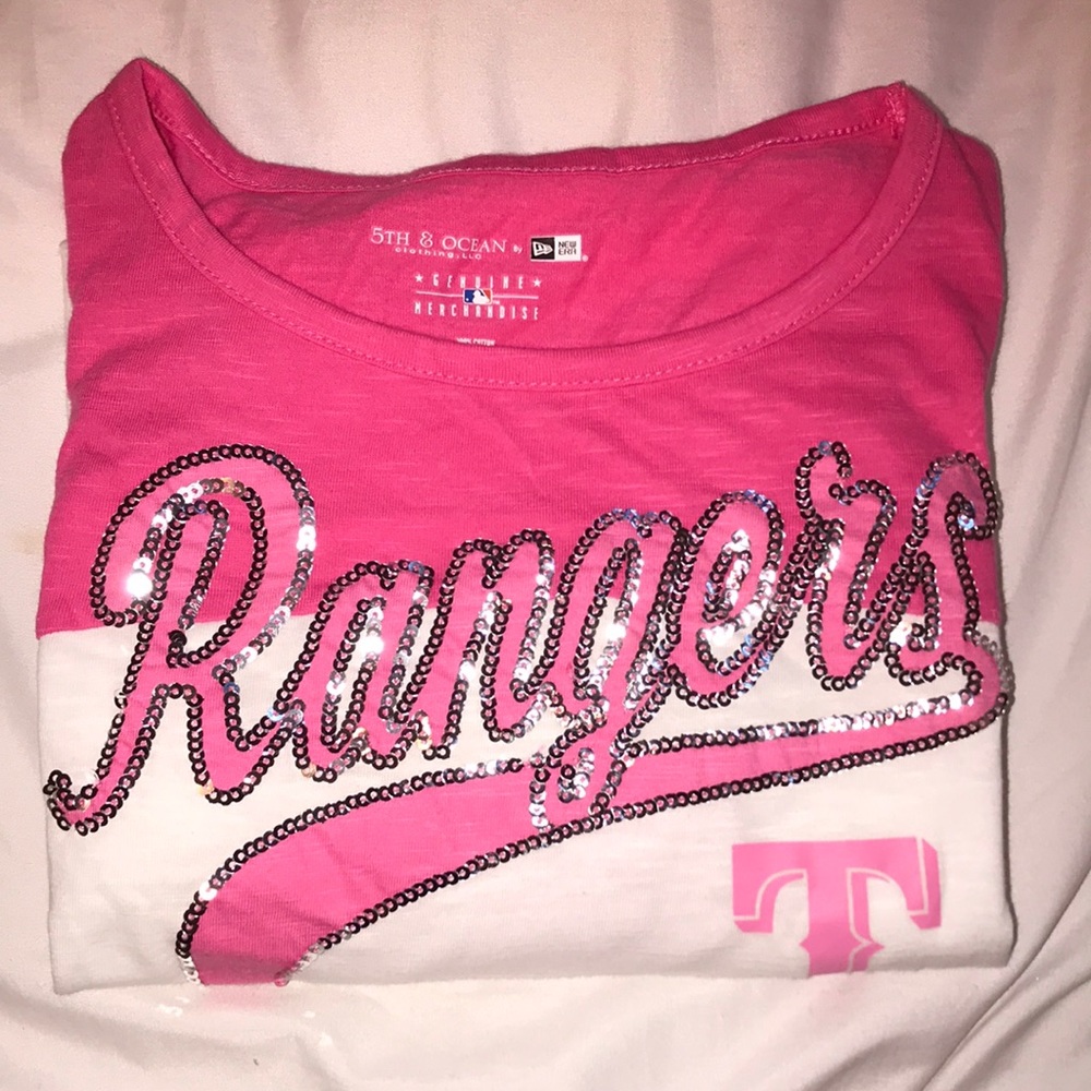 pink texas rangers shirt